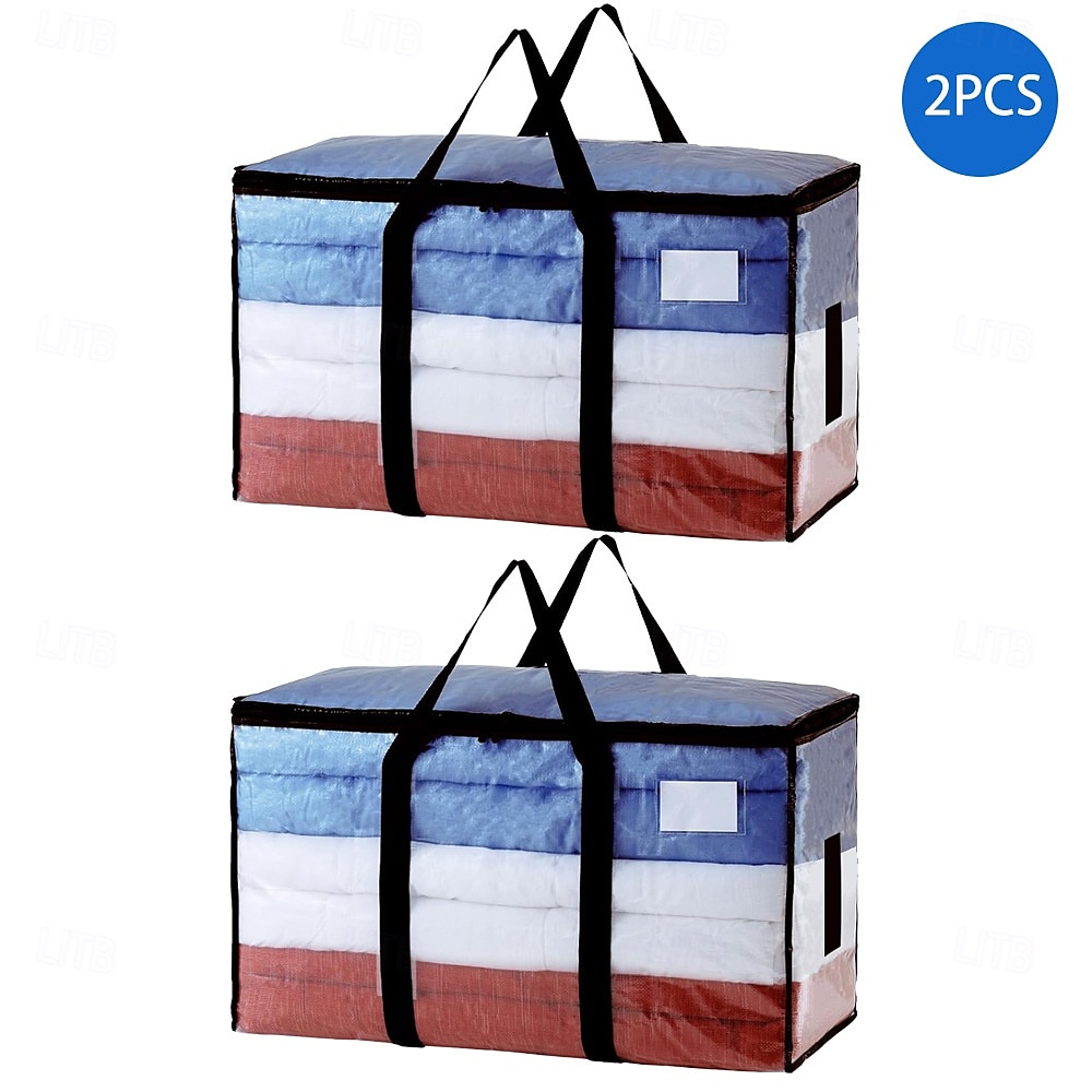 2 Pack Extra Large Moving Bags, Heavy Duty Totes for Storage with Visible Window, U-Shaped Around Handles, Storage Contrainer Box for Space Saving 2025 - $20.99 –P2