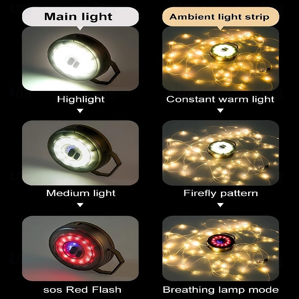 10M Camping String Lights Multi Functional Outdoor Portable Camping Tape Measure Light Warning Light Canopy Light Led Light String Camping Tent Atmosphere Light Courtyard Garden Decoration Light Usb Charging  1PC 2025 - $27.99 –P5