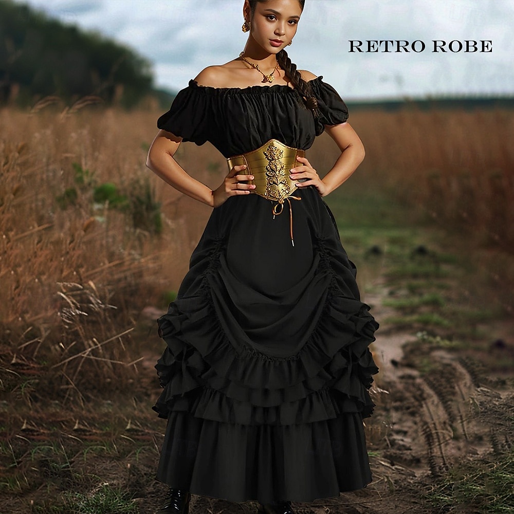 Retro / vintage Punk și gotic Medieval Fustă Fata Goth Cu Volane Pentru femei Fantezie Steampunk Mascaradă Casul / Zilnic Adulți Fuste 2025 - $41.99 –P1