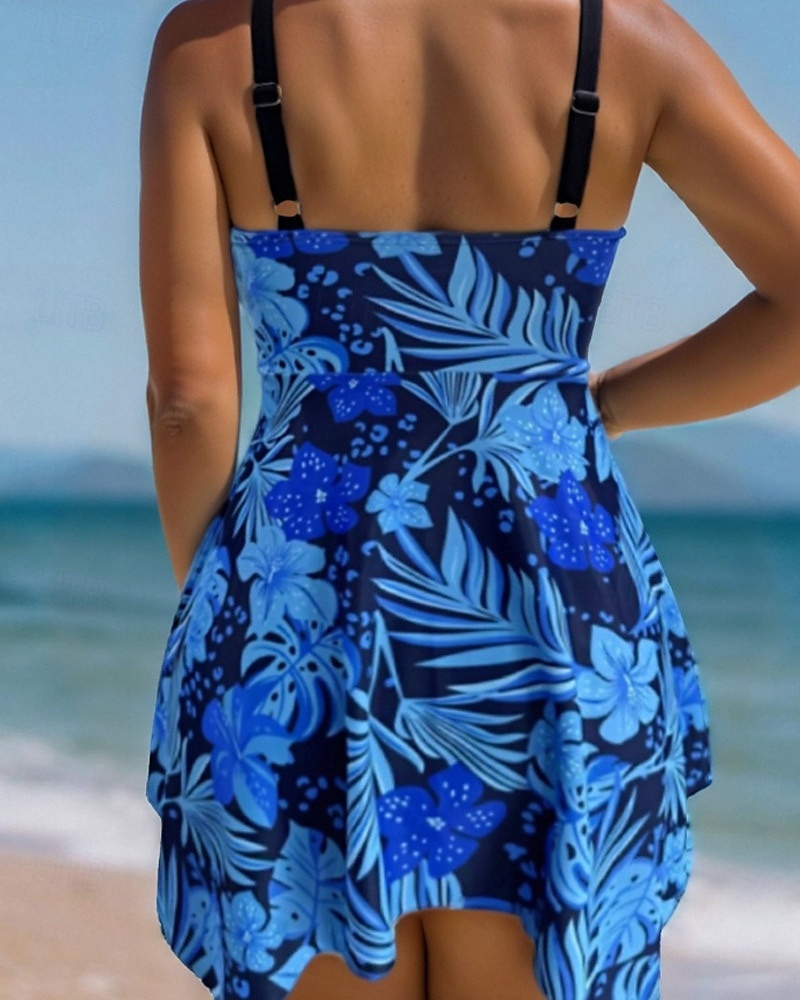 Dam Badkläder Bikini 2 st Baddräkt Lappverk Tropisk Standkläder Blomma Halterneck Ärmlös Baddräkter 2025 - $23.99 –P8