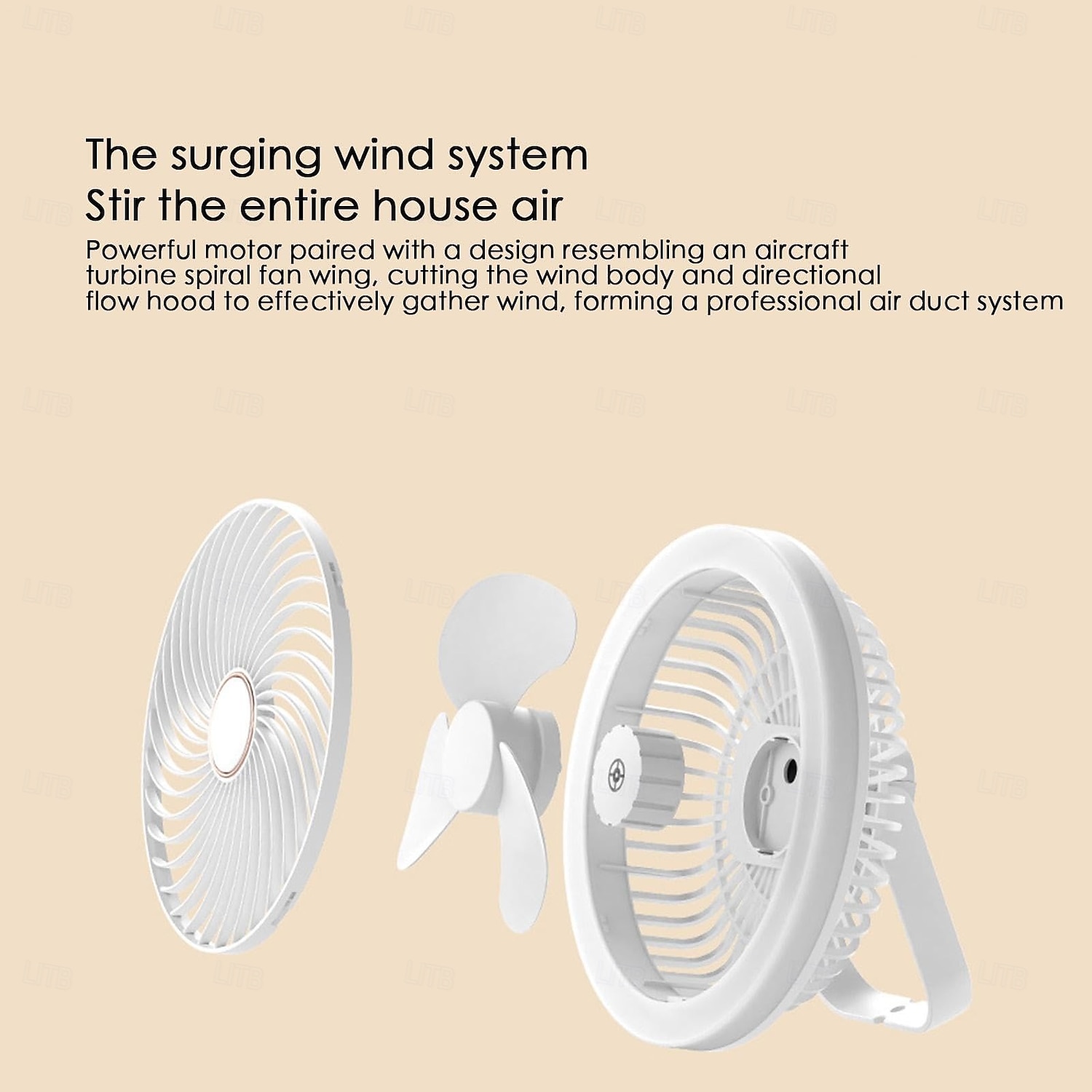 1 Pc. Multi Functional Fan Light, Vertical Hanging, Three Use, Three Level Dimming, Air Conditioning, Usb Charging Remote Control, Office Camping, Home Use 2025 - $21.99 –P7
