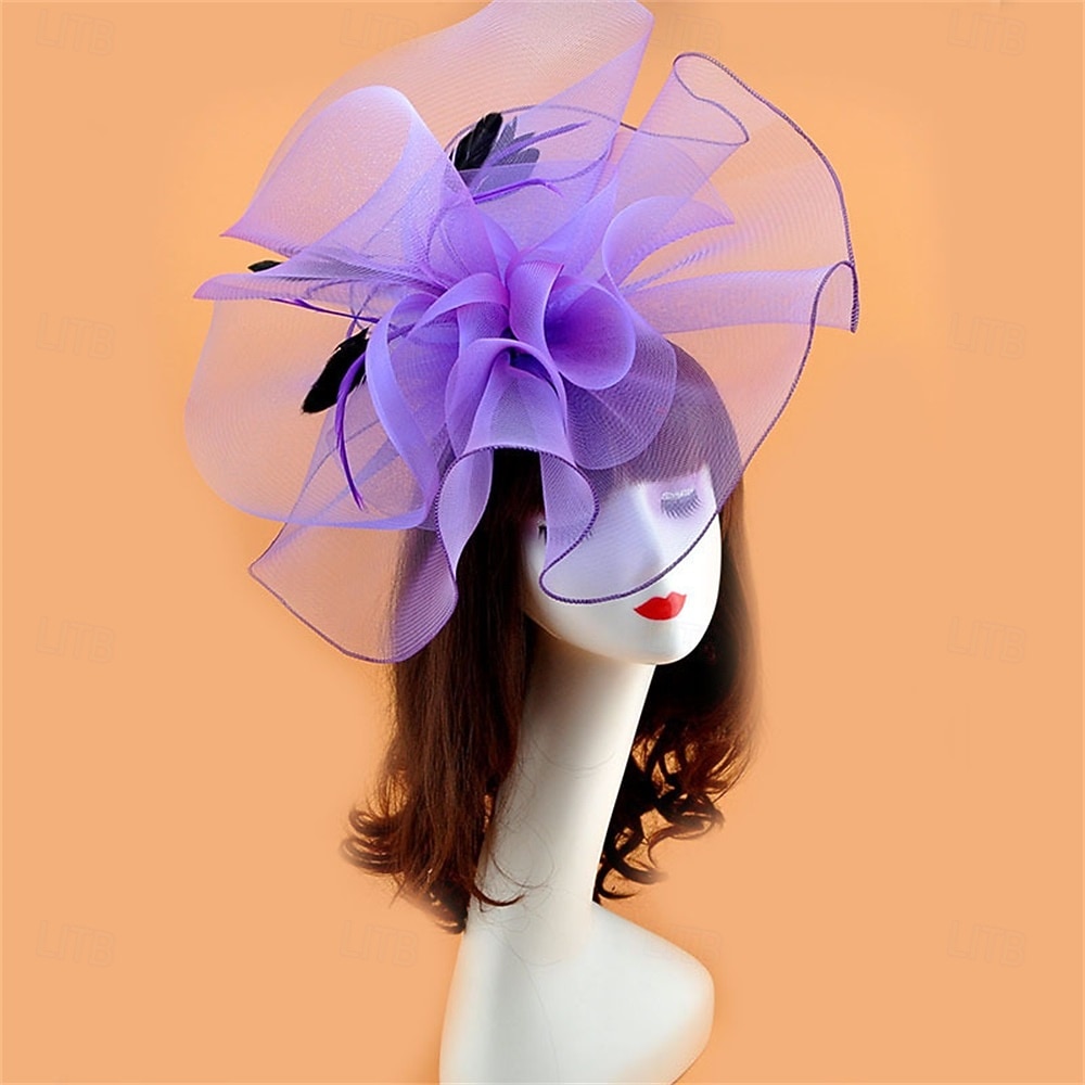Coiffe Tulle Chapeau Fedora Mariage Anniversaire Soirée Fête du thé Course de Chevaux Élégant ancien Mignon Avec Plume Casque Couvre-chef de 2025 ? $19.99 –P12