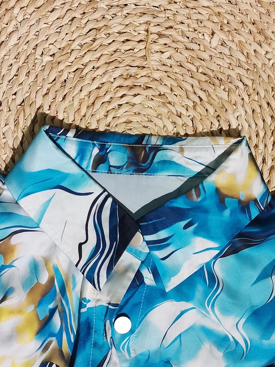 Mulheres Camisa Social Gráfico Cores Gradiente à moda Casual Manga Longa Colarinho de Camisa Tops regulares Diário Botões Imprimir Rosa Azul Roxo Verão Primavera de 2025 por $17.99 –P6
