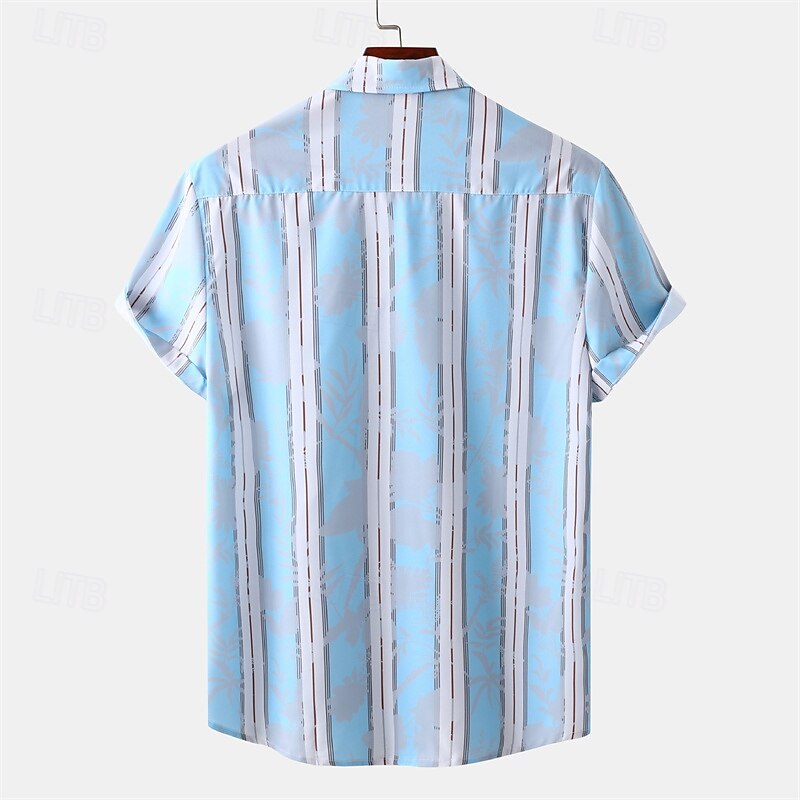 Per uomo Camicia Camicia Estiva Camicia casual Camicia da Spiaggia Camicia con Bottoni Blu / bianco Manica Corta Strisce verticali Bavero Vacanza Camicia hawaiana Abbigliamento Poliestere Moda Casual del 2025 a $23.99 –P2