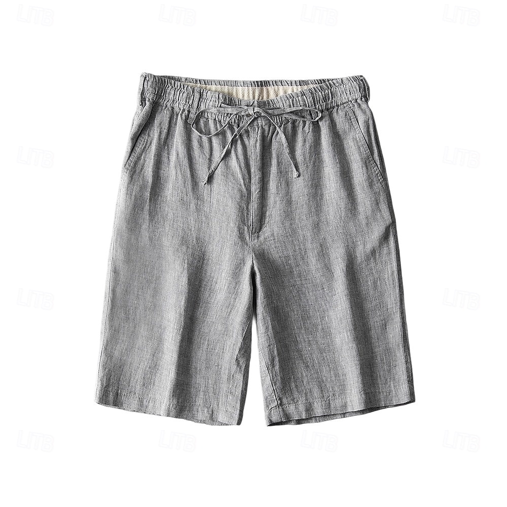 męskie szorty 100% lniane w jednolitym kolorze za kolano codzienne wakacje styl etniczny niebieski khaki 2025 - $41.99 –P2