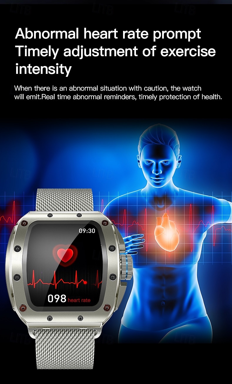 v68 умные часы 1,76 дюйма умные часы фитнес беговые часы null ecg+ppg шагомер пульсометр совместимый с null женским мужским шагомером индивидуальный циферблат часов ip 67 39 мм корпус часов 2025 - $56.99 –P6