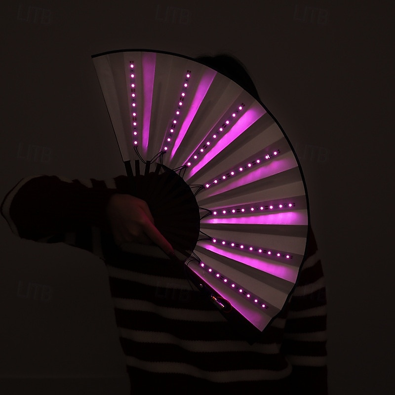 2025年 ブーツオングラウンドファン、パーティー用LEDハンドファン、折りたたみ式の女性用ラインクラッキングダンス用ライトアップファン、ラインダンスポッピングファン、ハンドファンの光るステージパフォーマンス、誕生日の結婚式の装飾  コレクション – $13.99 –P1