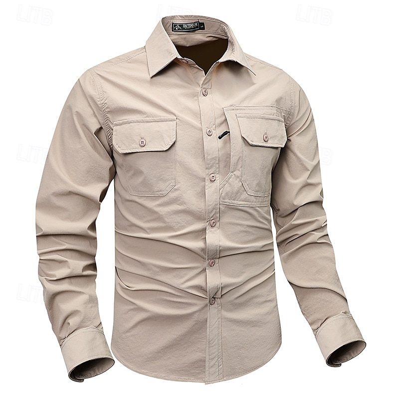 Per uomo Camicia Camicia Estiva Camicia casual Camicia con Bottoni Camicia cargo Nero Kaki Verde militare Beige Manica Lunga Semplice Colletto a Camicia Vacanza Camicia hawaiana Tasca Abbigliamento del 2025 a $42.99 –P9