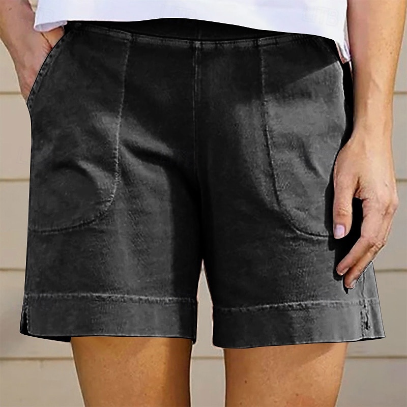 Per donna Pantaloncini in cotone e lino Shorts Pantaloni Eleganti Casual Corto Naturale Semplice Tasca Elastico in vita Comodo All'aperto Quotidiano Ferie Vinaccia Grigio Nero Bianco Estate del 2025 a $15.99 –P19