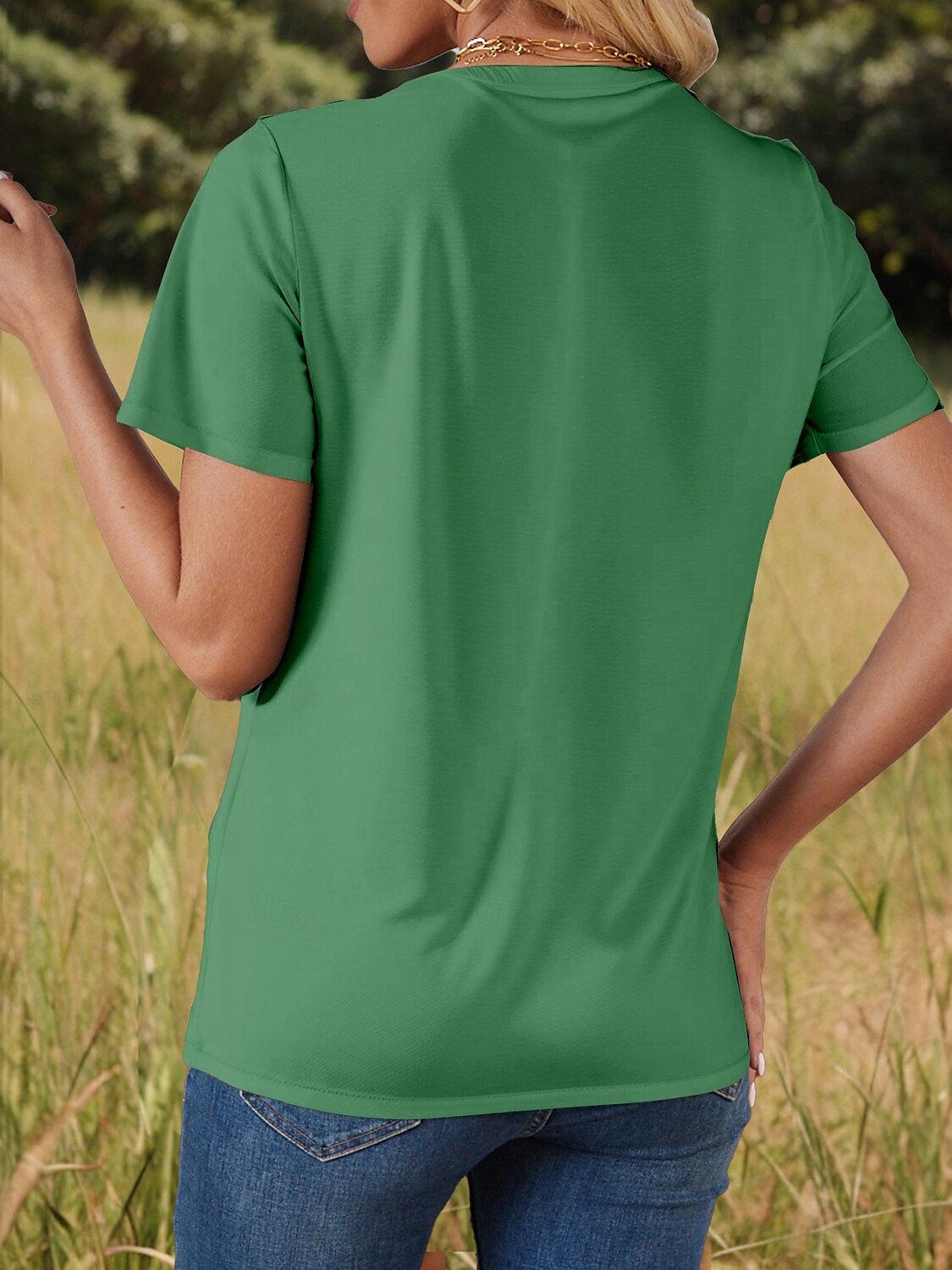 Pentru femei Tricou Grafic Scrisă Stilat Clasic Casual Manșon scurt În V Topuri obișnuite Zilnic Sfârșit de săptămână Imprimeu Trifoi Vară Primăvară 2025 - $19.99 –P2