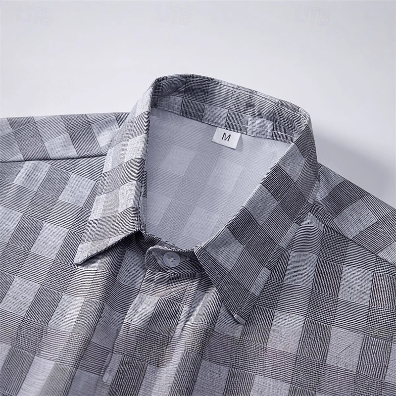 Bărbați Cămașă Cămașă de vară Cămașă casual Cămașă de plajă Camașă cu nasturi Gri Manșon scurt Tartan / Carouri Rever Vacanță Hawaiian Îmbrăcăminte Poliester Modă Casual Comfortabil 2026 - $23.99 –P3