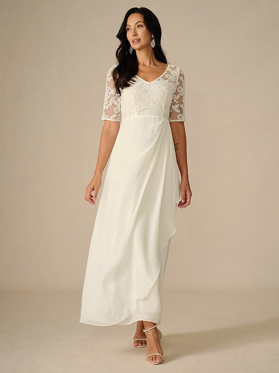 Femmes Robe maxi Robe Blanche Robe en Chiffon Élégant Mariage Fiançailles Coupe régulière Uni Manche Courte Col en V Blanche Été Printemps Automne Hiver de 2025 ? $99.99 –P1