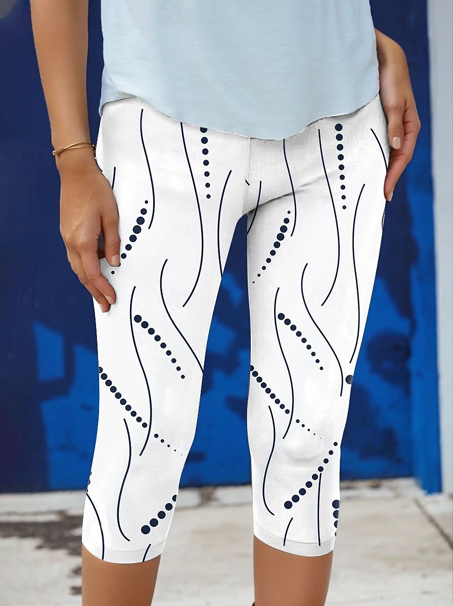 Woman's Leggings Capri Pantaloni Alta Elasticità Vacanza Moda Vintage Lunghezza Polpaccio Alta Vita Stampa Grafica Pois Termico Caldo Traspirante Morbido Elastico Outdoor Strada Quotidiano Bianco del 2026 a $20.99 –P2