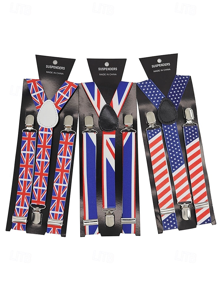 Men's American Flag Suspenders and Bow Tie Set – Patriotic Adjustable Y-Back Braces with Clips, Stars and Stripes Design, Independence Day 4th of July Outfit Accessory 2025 - $11.99 –P2