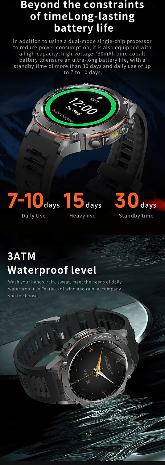 Смарт-часы GPS компас высота на открытом воздухе AMOLED 466*466 HD экран сердечный ритм Bluetooth вызов водонепроницаемые IP68 мужской смарт-браслет подарок на День матери 2026 - $92.99 –P13