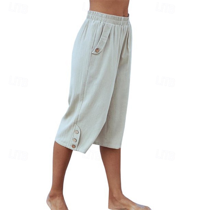 Damen Kunstbaumwollleinen Caprihose Stoffhosen Lässig Wadenlang Natürliche Taille Einfach Tasche Elastischer Bund Außenbereich Bequem Urlaub Straße Wein Grau Schwarz Rosa Sommer Normale Passform 2026 - $17.49 –P3