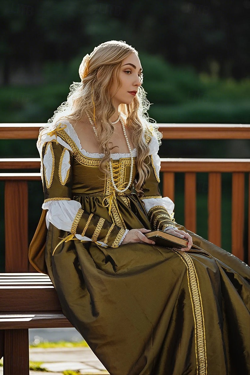Mittelalterlich Renaissance Kleid Abschlussballkleider Abendkleid Wikinger Keltischer Ritter Kostüm Damen königlich Halloween Karneval Maskerade Leistung LARP Renaissance-Messe Erwachsene Kleid 2026 - $169.99 –P3