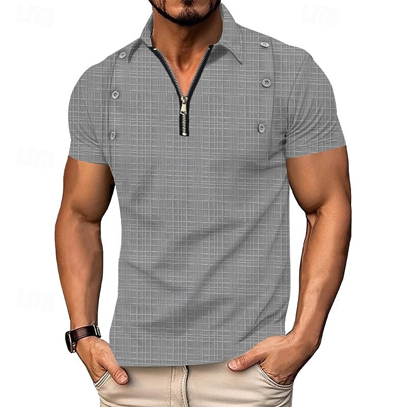 Pánské Polo na čtvrt zip Golfová košile Denní Dovolená Čtvrtletní zip Krátký rukáv Módní Základní Bez vzoru Žakár Léto Běžný Černá Bílá Námořnická modř Nebeská modř Khaki Šedá Polo na čtvrt zip 2025 - $18.99 –P8