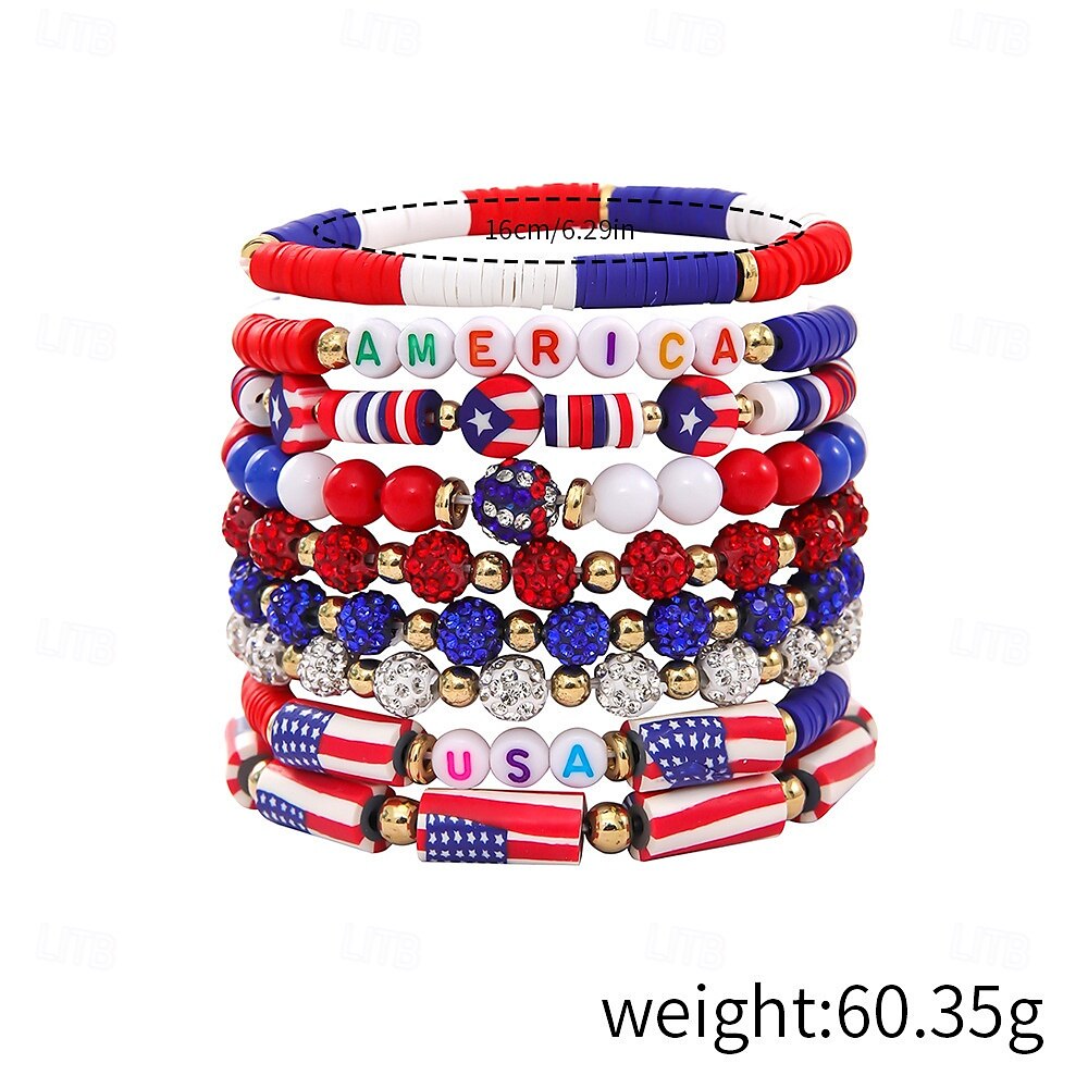 USA Flagg armbånd Fritid Herre Dame Voksne Avslappet Festival Maskerade Uavhengighetsdag 4. juli Enkelt karnevalskostyme 2025 - $14.04 –P3