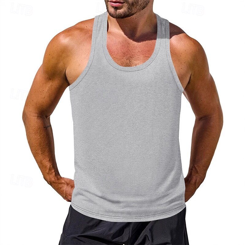 Men's Tank Top Vest Top Undershirt Sleeveless Shirt Sleeveless Crew Neck Summer Plain Fashion Designer Basic Classic Vacation Street Going out Black White Wine Top Tee for Men 2025 - $12.49 –P5