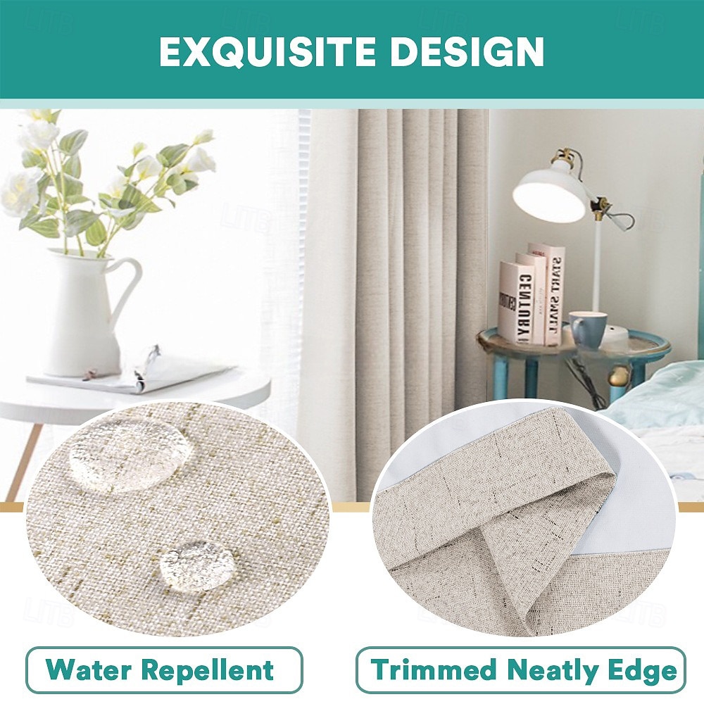 Linen Texture Curtains for Bedroom Solid 100% Blackout Thermal Insulated with White Liner Room Darkening Curtains/Draperies for Living Room Nursery 2 Pieces, W52 x L84 2025 - $56.99 –P3