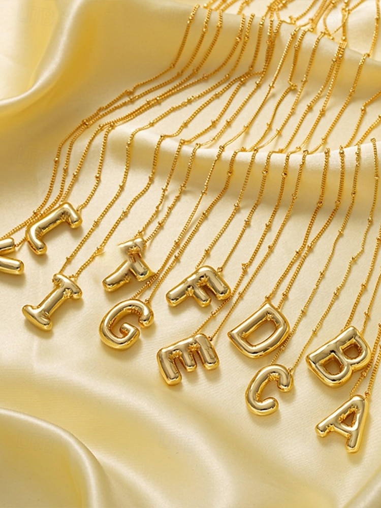 Collier pendentif lettre bulle plaqué or – bijou personnalisé avec initiales de 26 lettres de l'alphabet pour femmes et filles – style minimaliste tendance pour anniversaire, remise de diplôme ou usage quotidien de 2025 ? $11.99 –P6