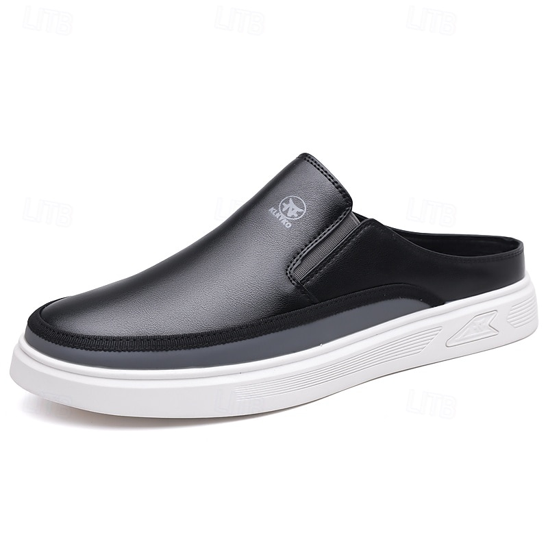 мужские белые мюли — стильный дизайн слипонов с коричневыми акцентами, легкие и удобные для повседневной носки, неформальных выходов и путешествий 2025 - $46.99 –P2