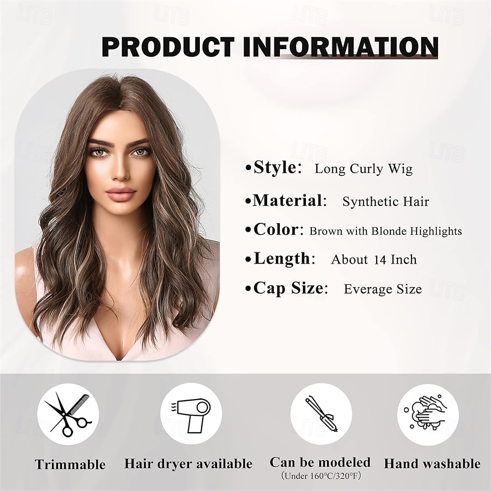 Brown Curly Wigs for Women Synthetic Hair Wig with Blonde Highlights 2026 - $28.99 –P5