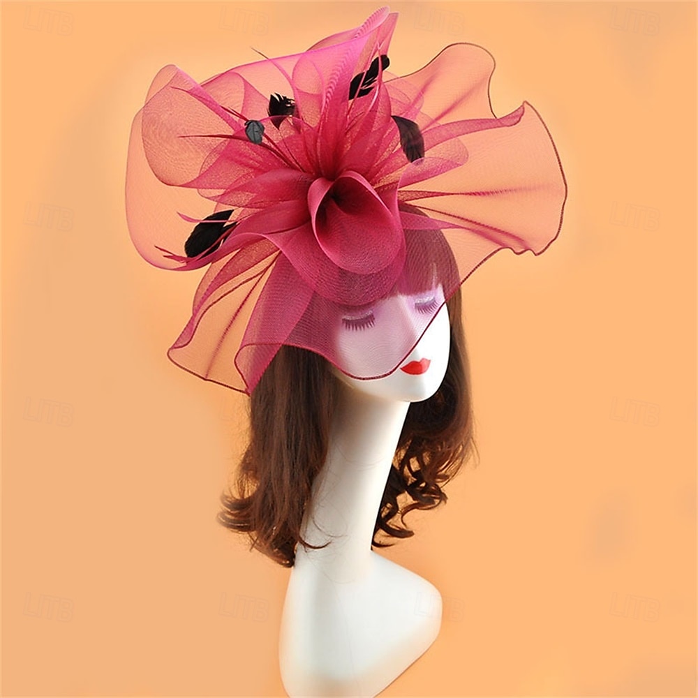 Coiffe Tulle Chapeau Fedora Mariage Anniversaire Soirée Fête du thé Course de Chevaux Élégant ancien Mignon Avec Plume Casque Couvre-chef de 2025 ? $19.99 –P18