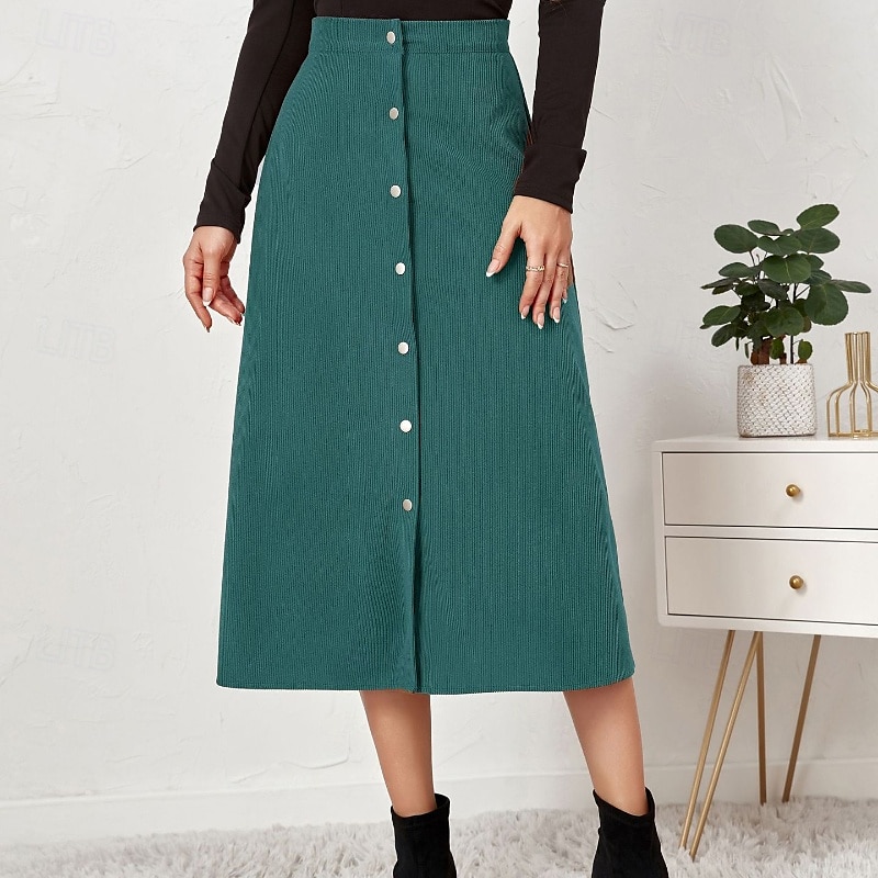 Pentru femei Fustă Casual Midi Talie Medie Fuste Simplu Zdrobit Micro-elastic Vacanță Stradă Negru Roz Îmbujorat Roșu Vin Culoarea ghimbirului Vară Catifea 2025 - $23.99 –P18