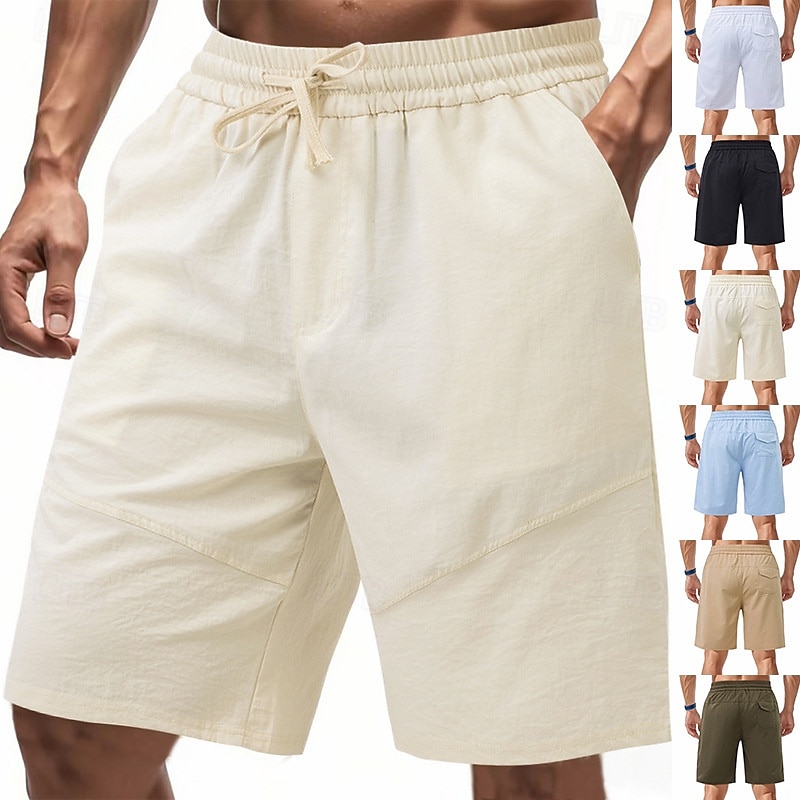 Men's Shorts Summer Shorts Beach Shorts Casual Shorts Pocket Drawstring Elastic Waist Plain Comfort Breathable Short Outdoor Vacation Sport Casual Black White 2025 - $17.99 –P1