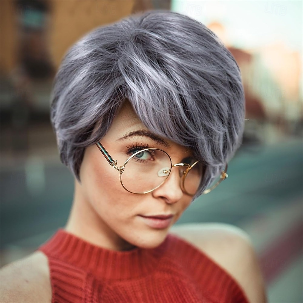 Short Fluffy Grey Wigs for Women Old Middle Age Women's Short Silver Wig Synthetic Short Curly Cosplay Hair Wig Grey Layered Messy Shaggy Synthetic Hair Wig for Women Old Lady 2026 - $25.99 –P6