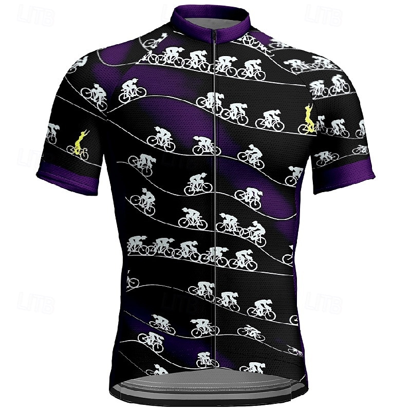 Herr Cykeltröja Kortärmad Cykel T-shirt Tröja med 3 bakfickor Bergscykling Andningsfunktion Snabb tork Anatomisk design Uppsugande Vinrött Svart Blå Grafisk Lutning sporter Kläder 2025 - $25.99 –P11