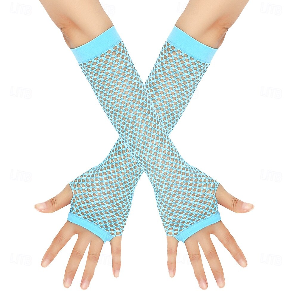 Dickes Netz Fischernetz elastische Handschuhe sexy lange Handschuhe Punk Halbfinger Nachtclub Party Etikette Handschuhe 2025 - $5.49 –P11