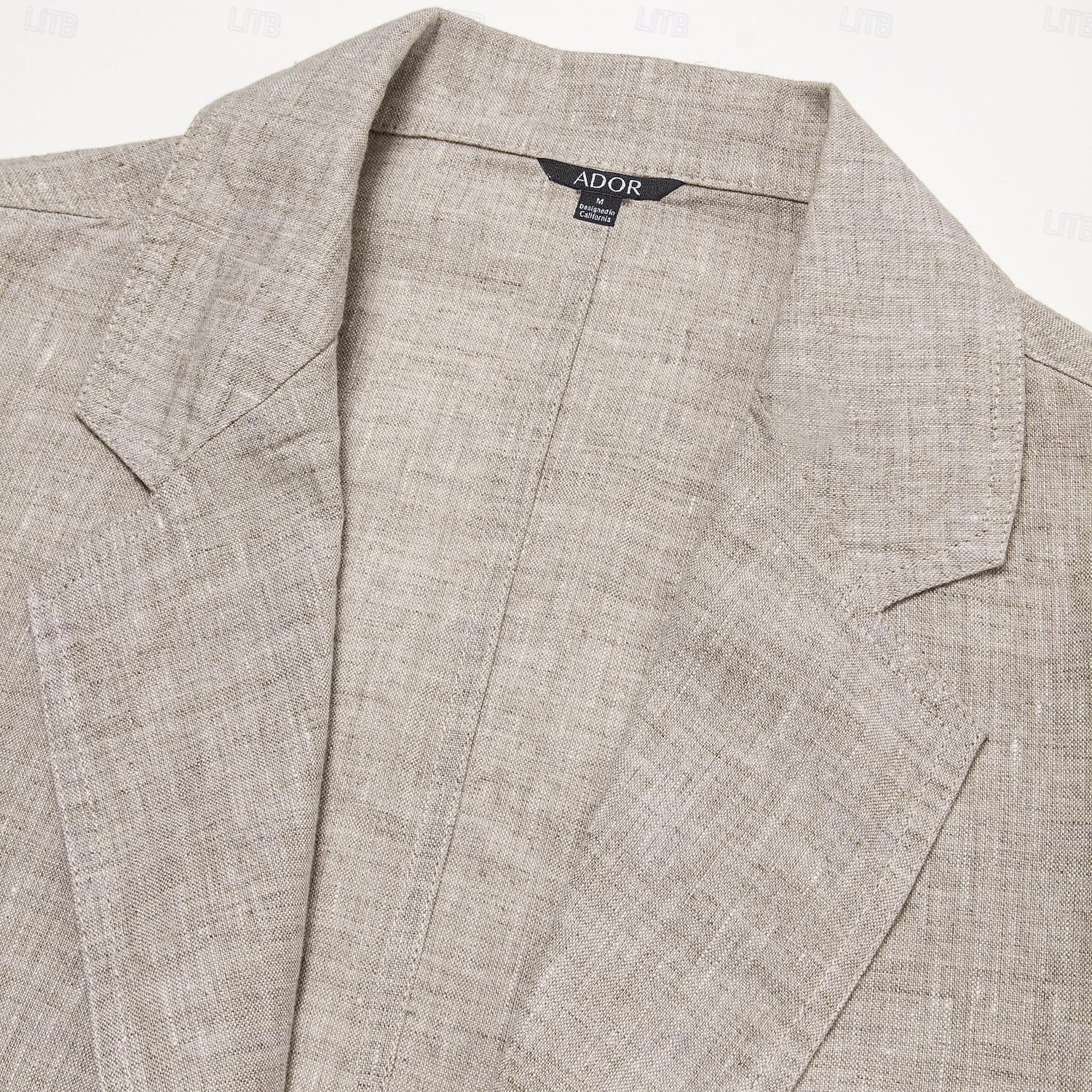 Herren Blazer aus 100 % Leinen Blazerjacke Schule Formell Hochzeit Elegant Urlaub Sommer Frühling 100% Leinen Leinen Einfarbig Einreihig Zwei-Knopf Blazer Dunkelgrau Marineblau Beige Hellblau 2025 - $66.99 –P7