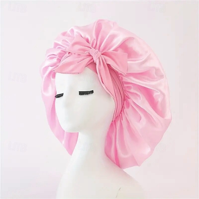 3pcs Eye Mask Hair Band Shower Cap Combo Satin Simulated Silk Elastic Flutter Band Round Cap Shower Cap Bow Shower Cap Anti Fall Sleep Cap Hair Care Cap 2025 - $12.49 –P2