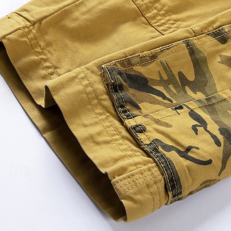 Herren Cargo-Shorts Shorts mit Camouflage-Muster Shorts Sommershorts Reißverschluss Mehrere Taschen Klappentasche Einfach Tarnung Komfort tragbar Knielang Outdoor Sport Täglich Mode Lässig Wein Blau 2025 - $34.99 –P7