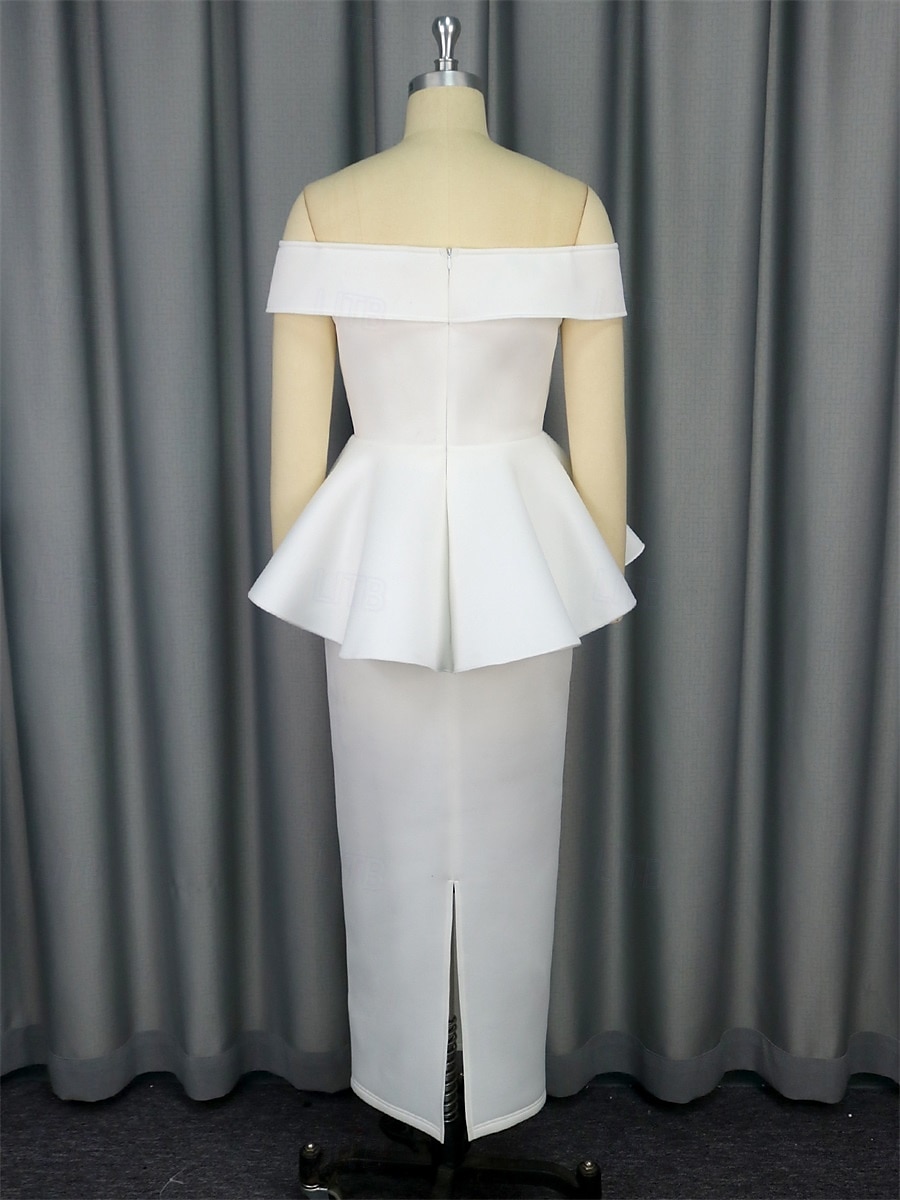 Wedding Dresses Mermaid / Trumpet Off Shoulder Sleeveless Ankle Length Satin Bridal Gowns With Solid Color 2025 - $119.99 –P11