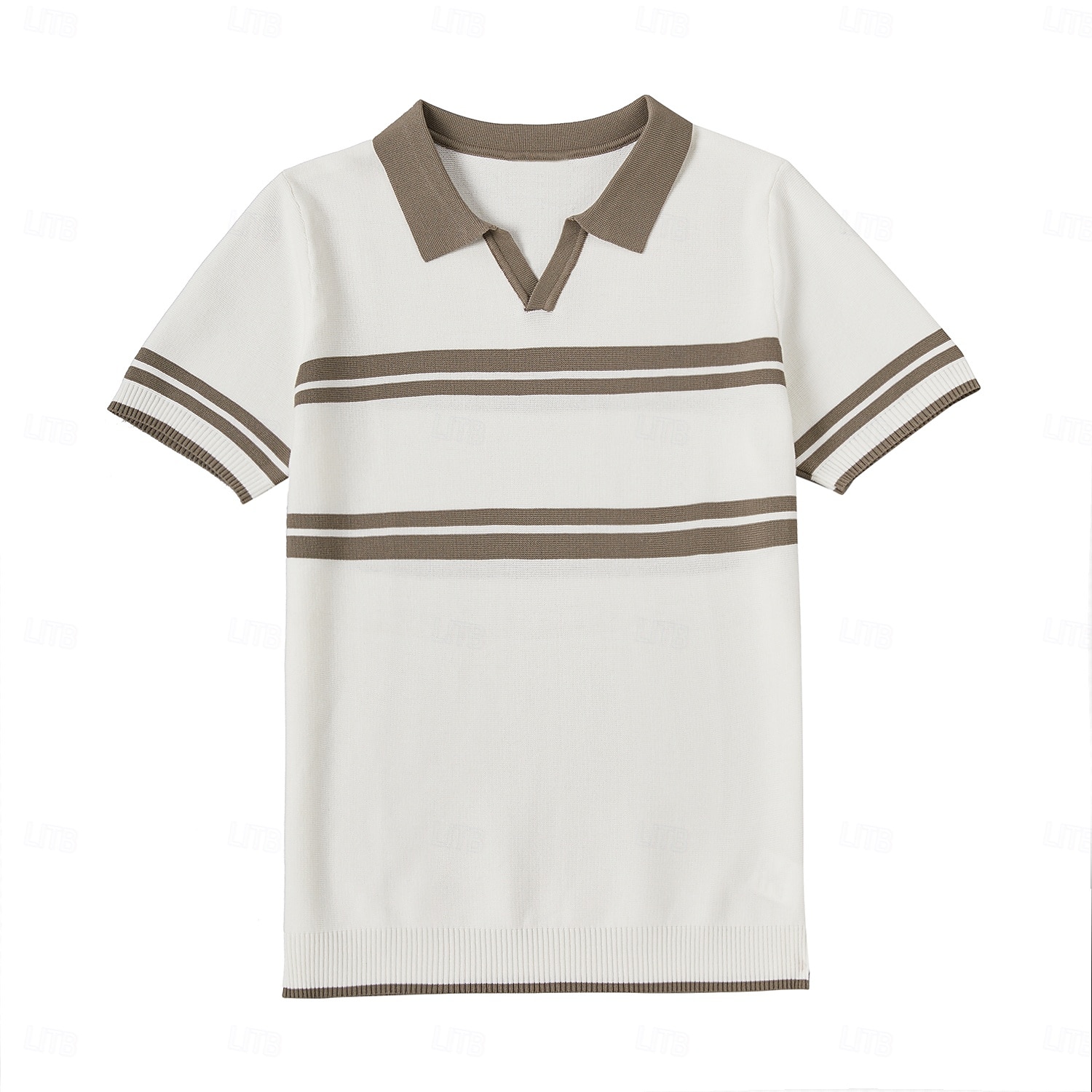 Herre Polo Strikk polo Virksomhet Avslappet V-hals Kortermet Formelt Fargeblokk Original Sommer Alle årstider Svart Hvit Militærgrønn Beige Polo 2025 - $27.99 –P8