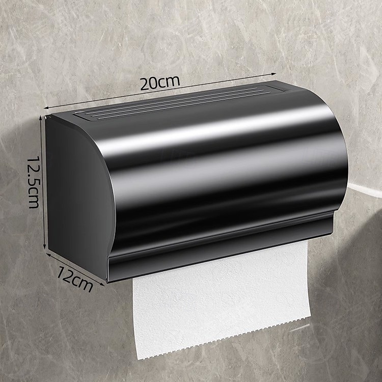 fekete WC-papír tartó multifunkcionális fürdőszobai polccal 3 stílusú alumínium falra szerelhető - 1 db 2025 - $30.99 –P7