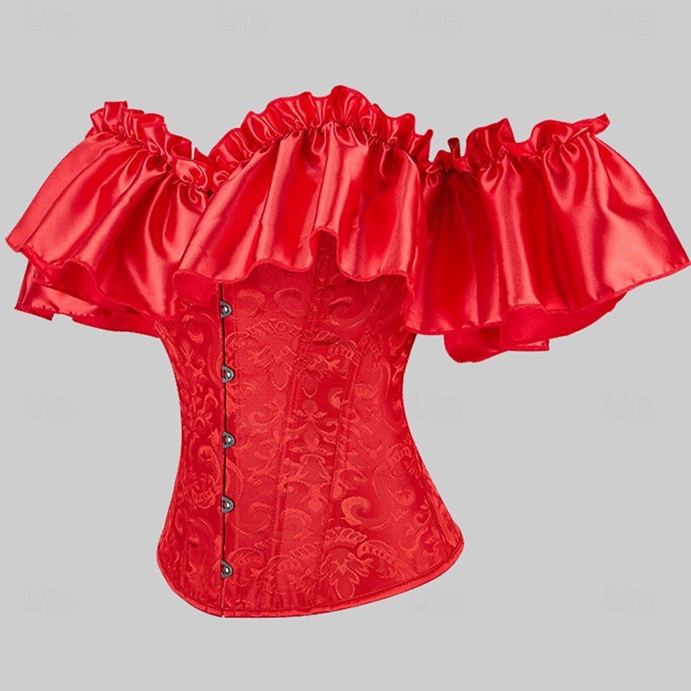 Rococo Overbust Corset Masquerade Overbust Corset Cosplay Tummy Control Push Up Jacquard Jacquard Women's Royal Masquerade Party Carnival of Venice Adults' Corset 2025 - $26.99 –P6