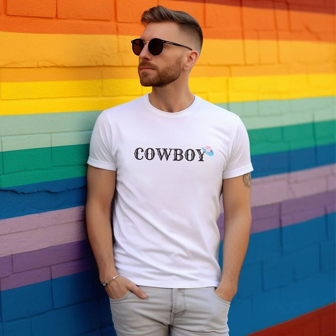 tęczowy kowboj z Brokenback Mountain lgbtq koszulka koszulki duma grafika duma dla par mężczyzn kobiet dorosłych maskarada tłoczenie na gorąco parada dumy miesiąc dumy 2025 - $17.49 –P3