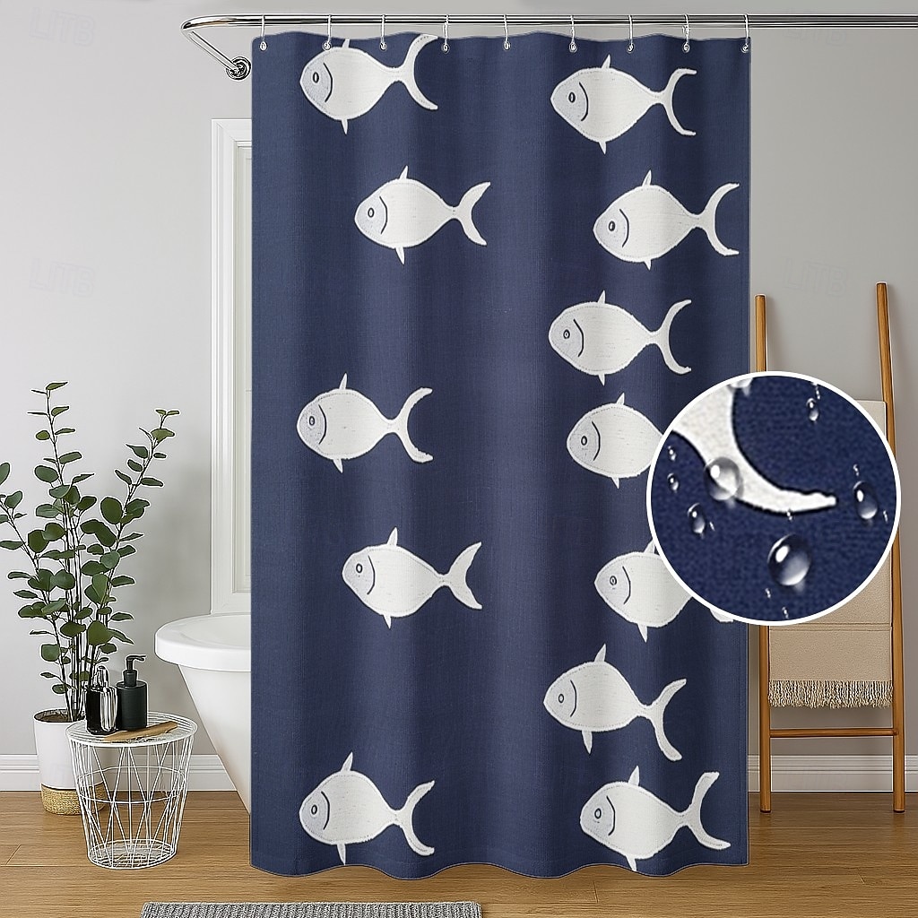 Занавеска для душа с крючками 180см*180см (70"*70") полиэстер washable водонепроницаемая узор морских водорослей декор для ванной 2025 - $25.99 –P8