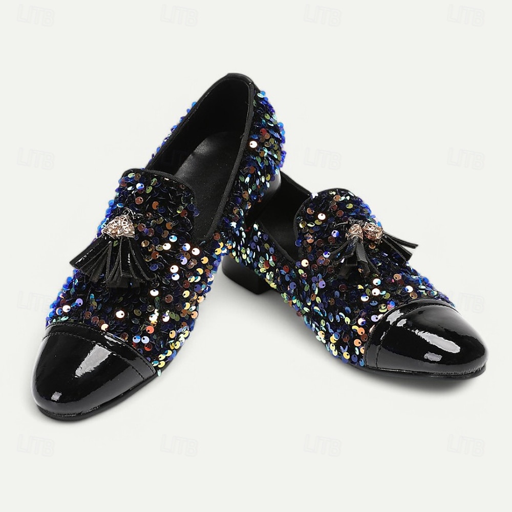 Men's Black Sequin Loafers with Bow – Prom and Formal Party Slip-On Shoes for Nightclubs, Red Carpet Events and Gala Dinners 2025 - $109.99 –P8