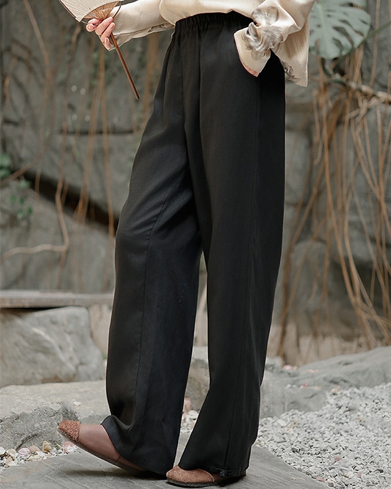 Per donna Gamba larga Pantaloni in cotone e lino Pantaloni Vacanza Moda Lunghezza alla caviglia Misura del girovita medio Semplice Elastico in vita Traspirante Confortevole Micro-elastico Streetwear del 2025 a $47.99 –P13