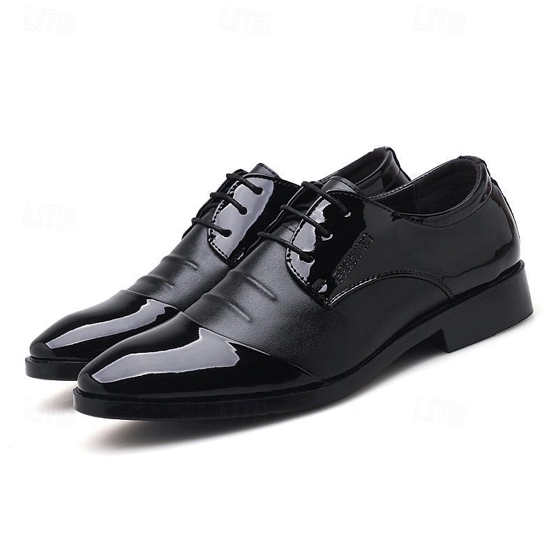sapatos oxford masculinos de couro envernizado preto e marrom – sapatos elegantes para banquetes e bailes de formatura para eventos formais de 2025 por $34.99 –P5