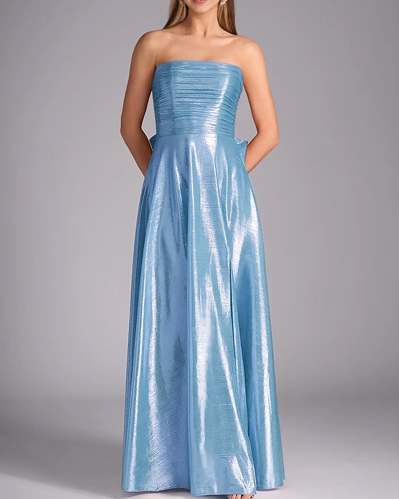 A-Line plesové šaty elegantní šaty formální večerní party délka po zem bez rukávů off shoulder polyester s mašlí nařasené s rozparkem 2025 - $153.99 –P2