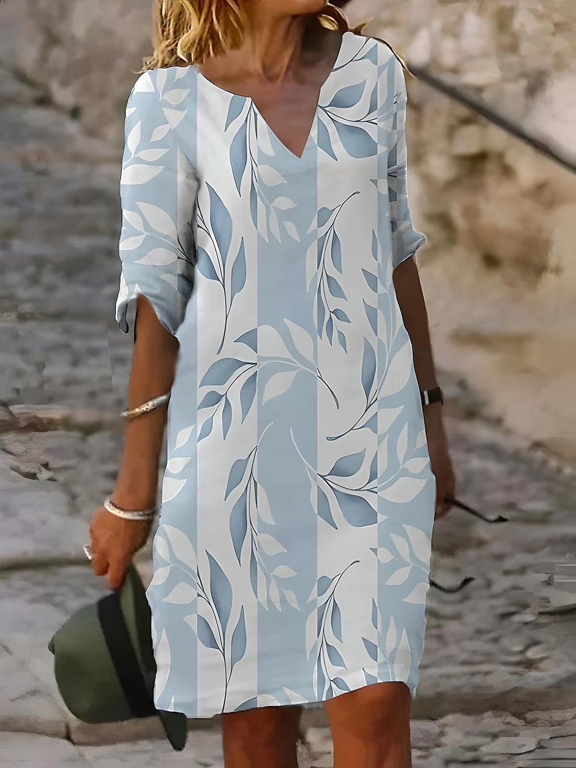Pentru femei Rochie Mini Rochie de schimb Casual Zilnic Potrivire Largă Floral Grafic Manșon scurt Gât crestat Roz Îmbujorat Albastru piscină Trifoi Vară Primăvară 2025 - $31.99 –P2