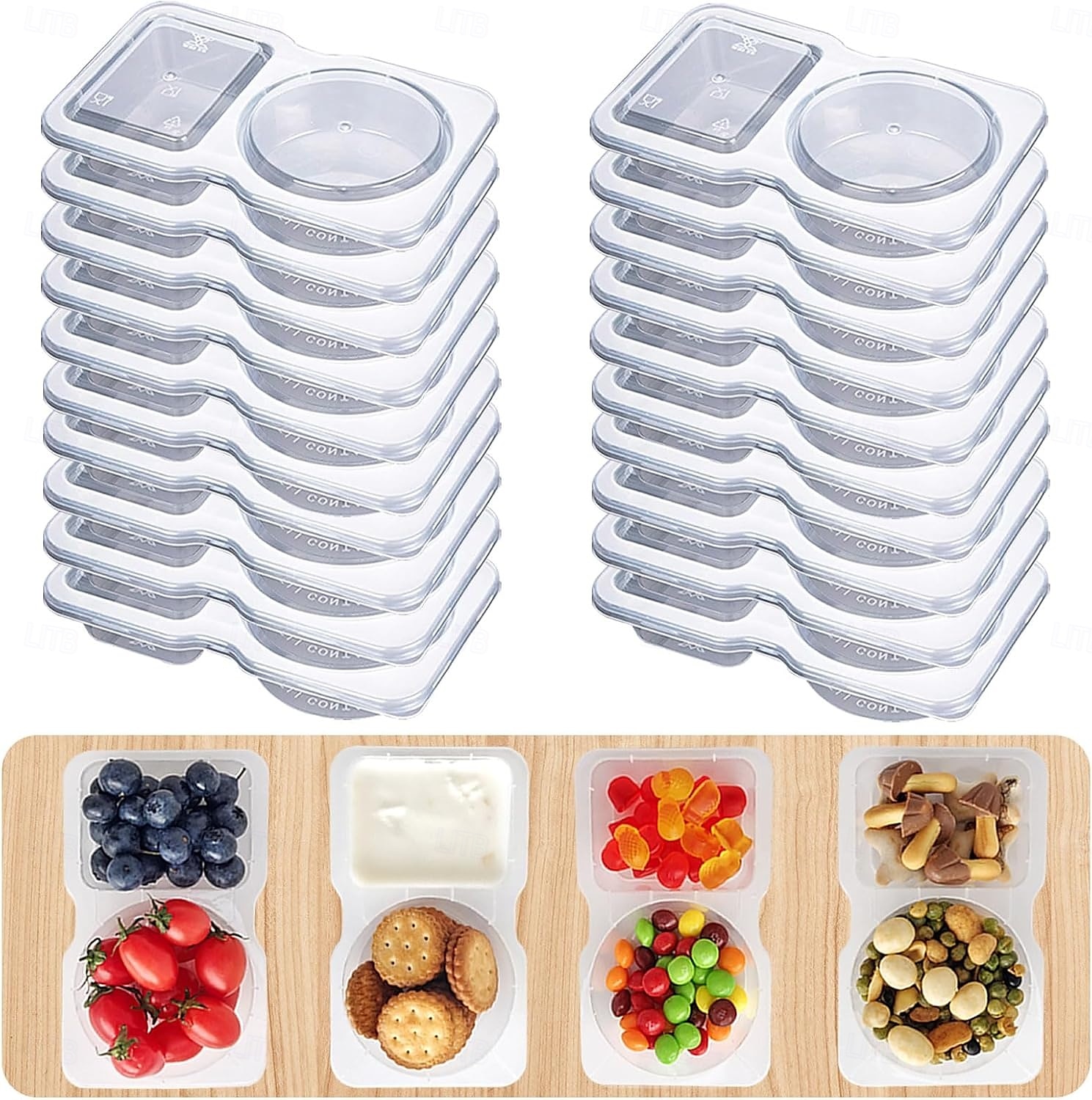 2025年 20個/セットスナック容器、蓋付きの再利用可能なスナック容器、分量管理と食事準備用のスナックパック容器、学校、オフィス、旅行用のランチ容器  コレクション – $10.49 –P1
