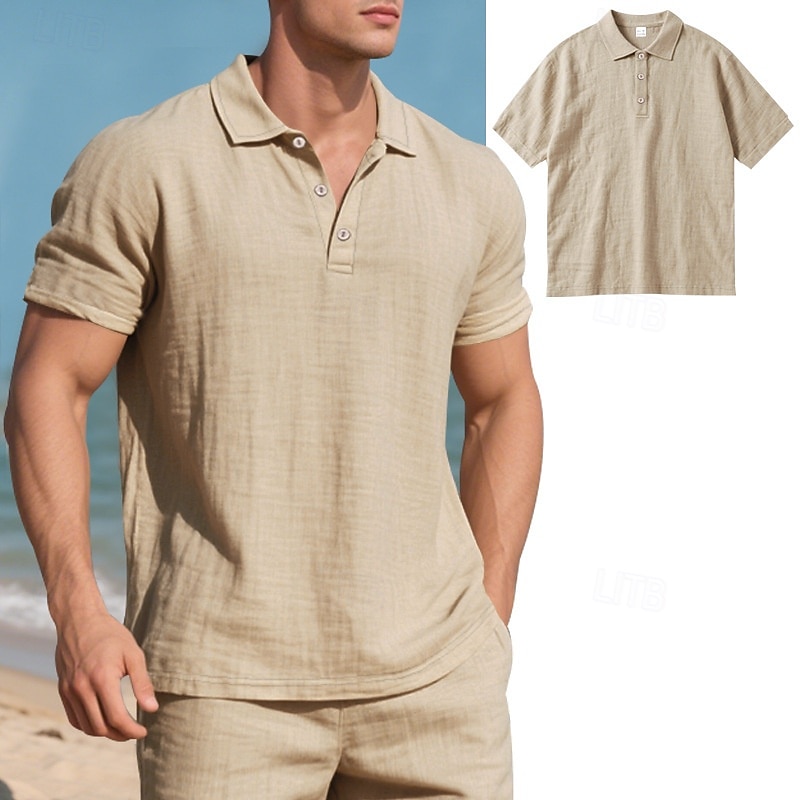 Miesten Polo Golfpaita liiketoiminta Kausaliteetti Classic Lyhythihainen Muoti Yhtenäinen väri Napit Tasku Kesä Kevät Normaali Musta Valkoinen Laivaston sininen Apila Khaki Vaalean sininen Polo 2025 - $18.99 –P17